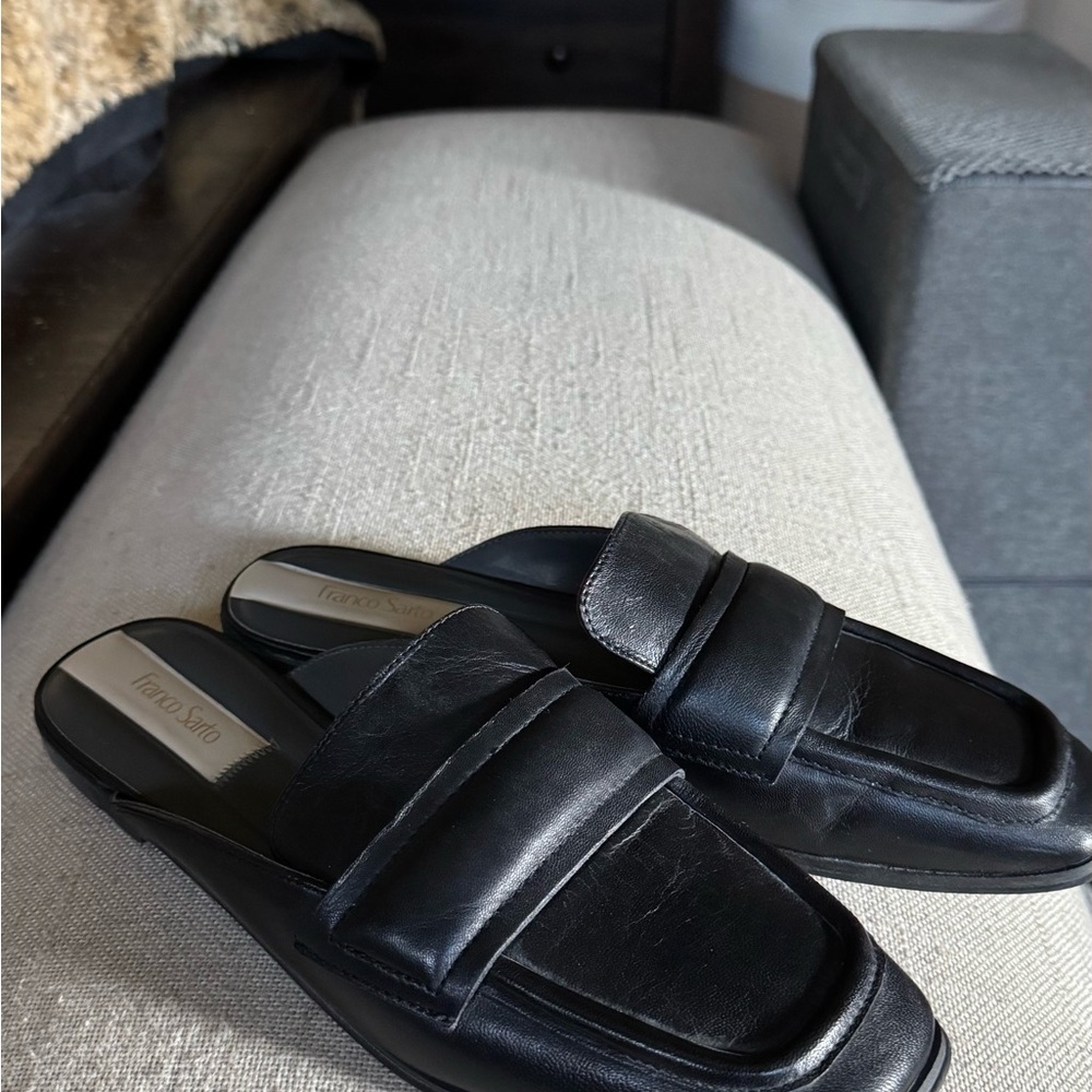 Franco Sarto Black Leather Slip-Ons